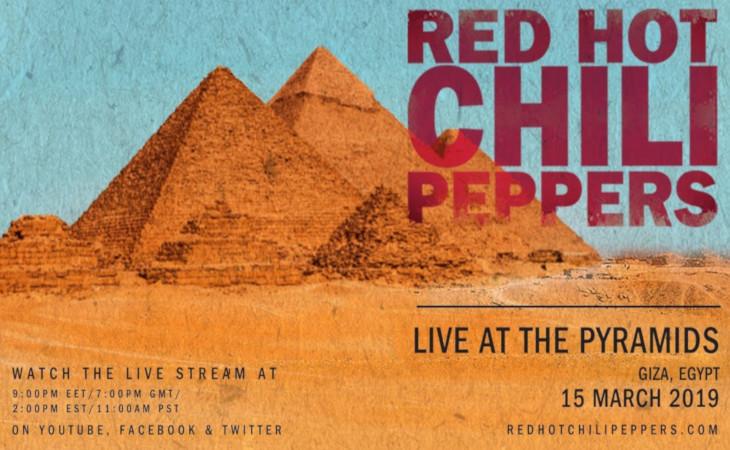 Red Hot Chili Peppers live alle piramidi di Giza: diretta streaming internazionale il 15 marzo