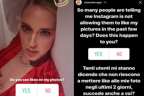 Chiara Ferragni: i like nascosti su Instagram la preoccupano Chiara Ferragni: i like nascosti su Instagram la preoccupano