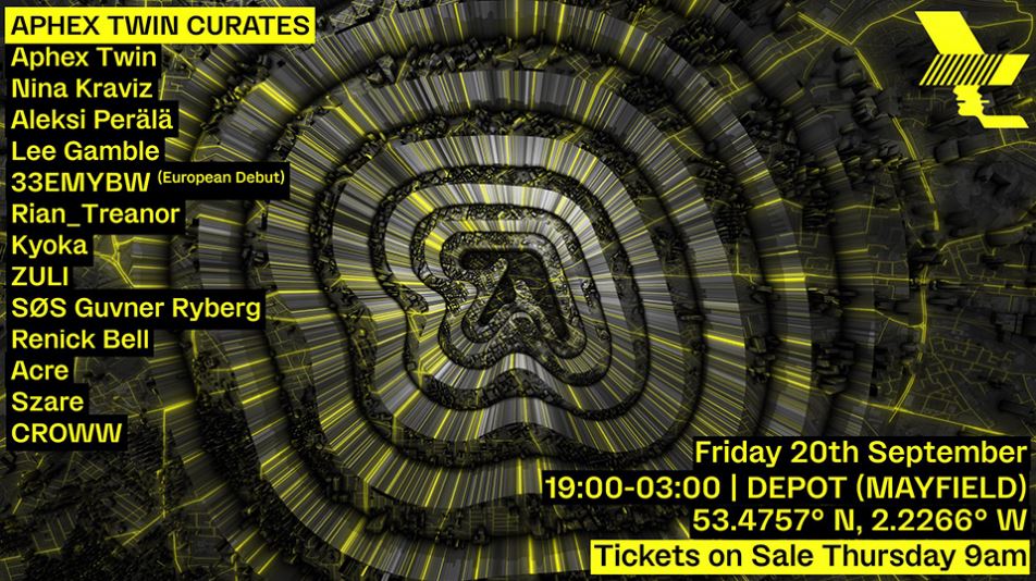 Il concerto del 2019 di Aphex Twin per il Warehouse Project oggi pomeriggio su YouTube