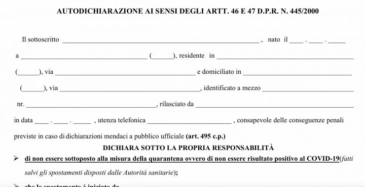 Coronavirus, nuova autocertificazione per la fase 2: le novità legate allo spostamento tra regioni