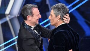 Amadeus con Fiorello a Sanremo