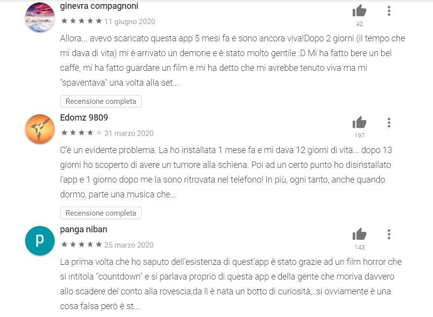 Le recensioni di countdown