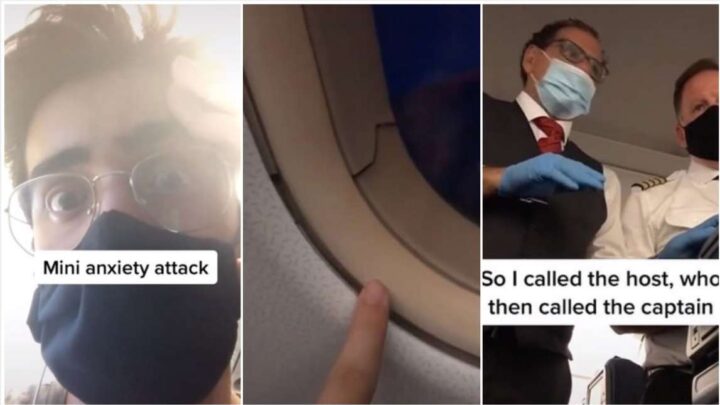 Si accorge di una crepa sul finestrino dell’aereo e va nel panico. Il video del passeggero su TikTok diventa virale