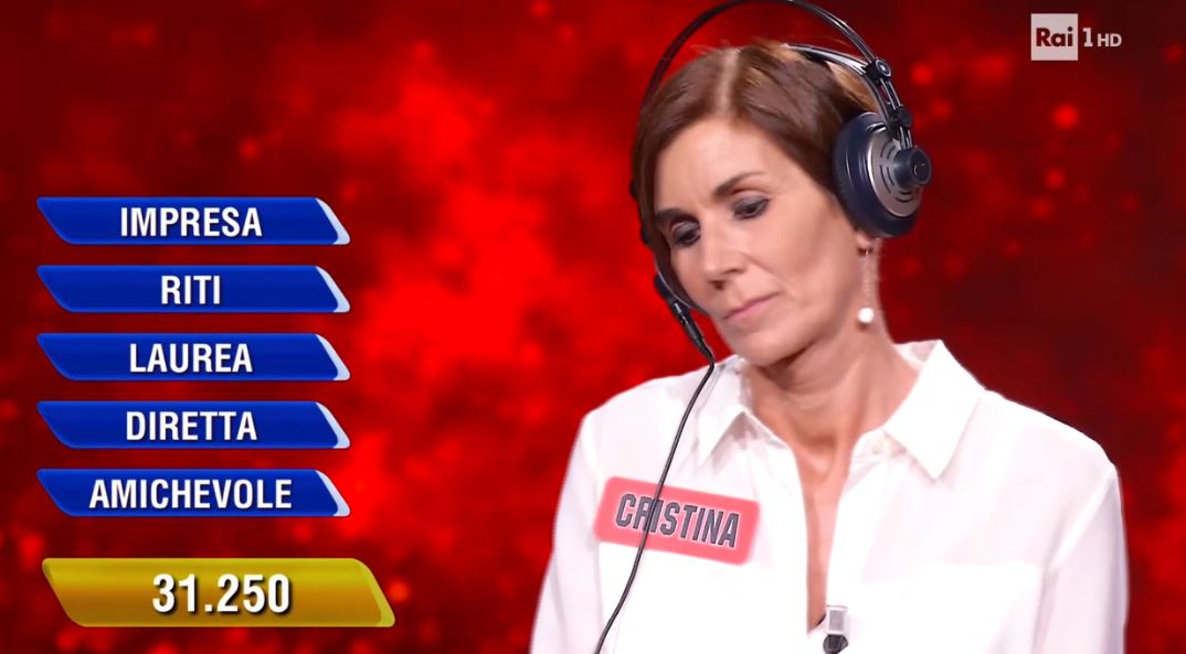 L’Eredità 12 maggio 2021: Cristina alla prima perde alla Ghigliottina