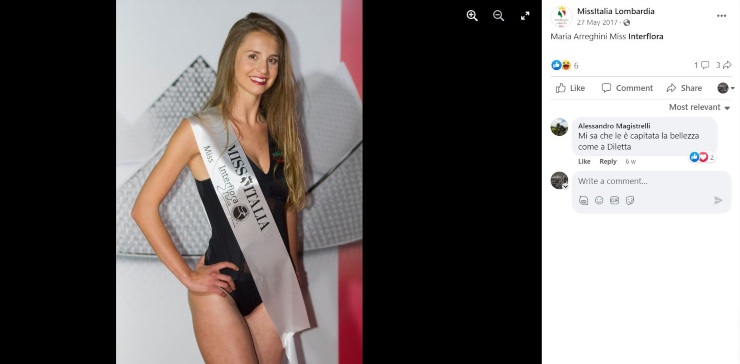 Maria Arreghini ai tempi di Miss Italia